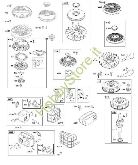 F - Sistema di scarico, volano, dispositivo di avviamento a riavvolgimento B&S - 31 €¦ 31G777-0120-E1 brand Stihl